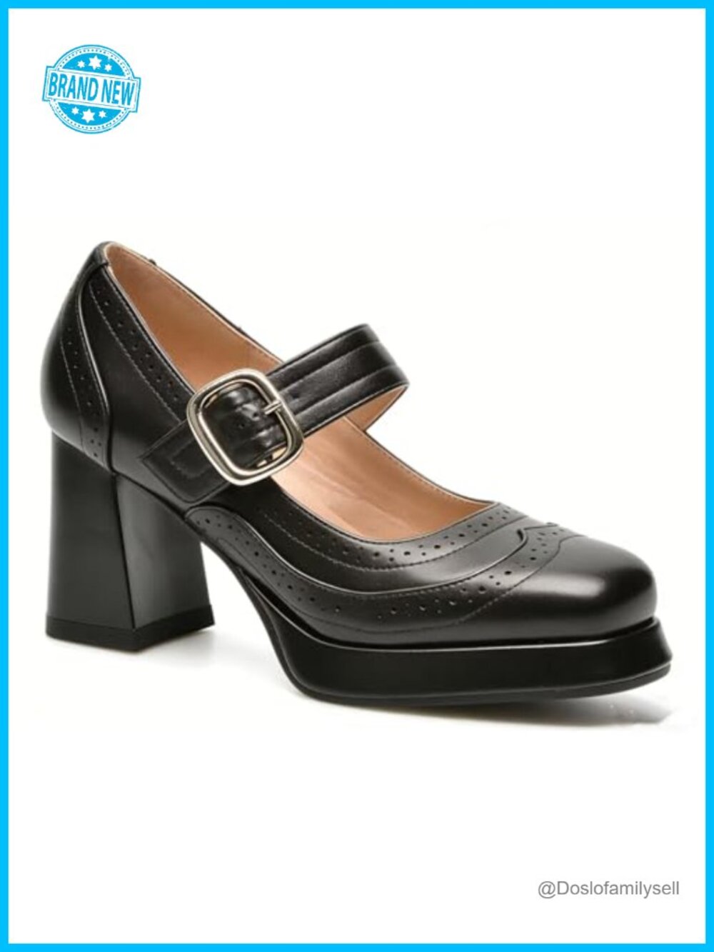 Platform Mary Jane Heels Chunky Block Pumps Buckle Strap Retro Dress Shoes